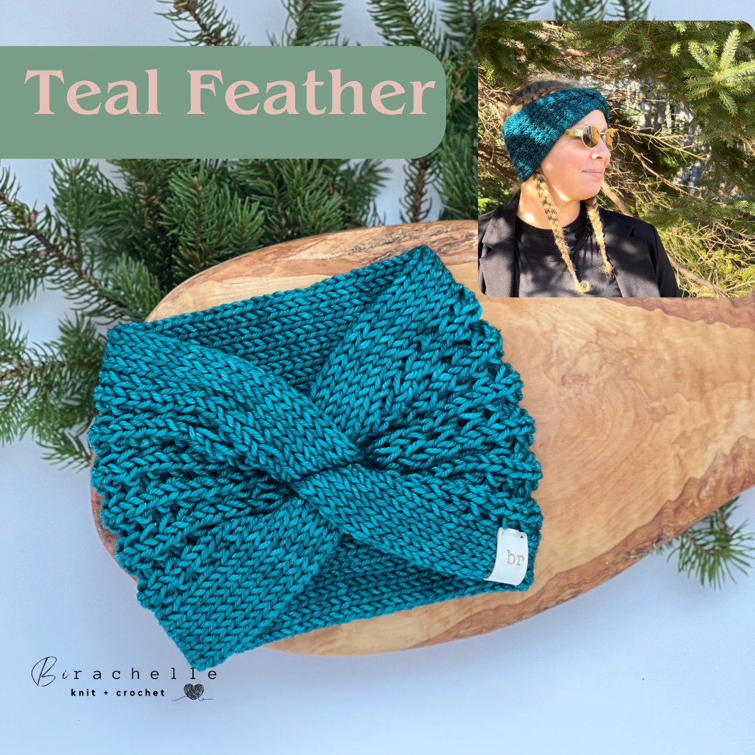 Luxe Knit Headband | Teal Feather | Adult