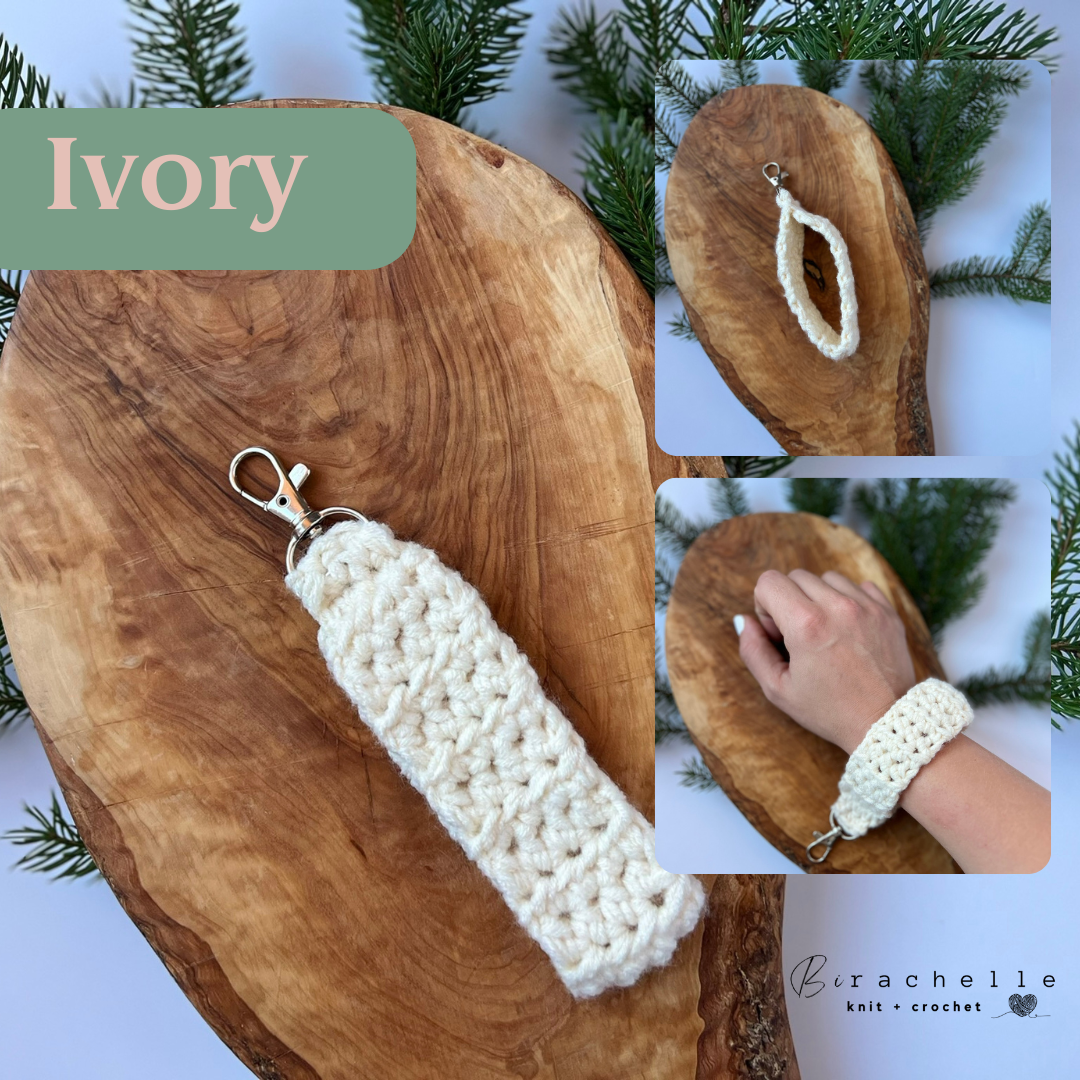 Crochet Keychain Wristlet | Ivory