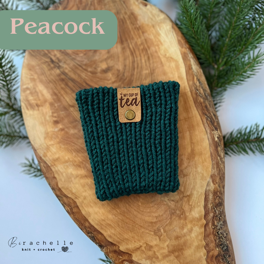 Knit Cup Cozy | Peacock