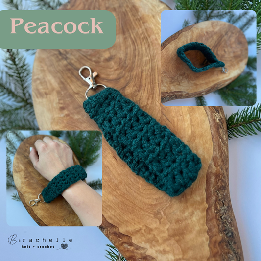 Crochet Keychain Wristlet | Peacock